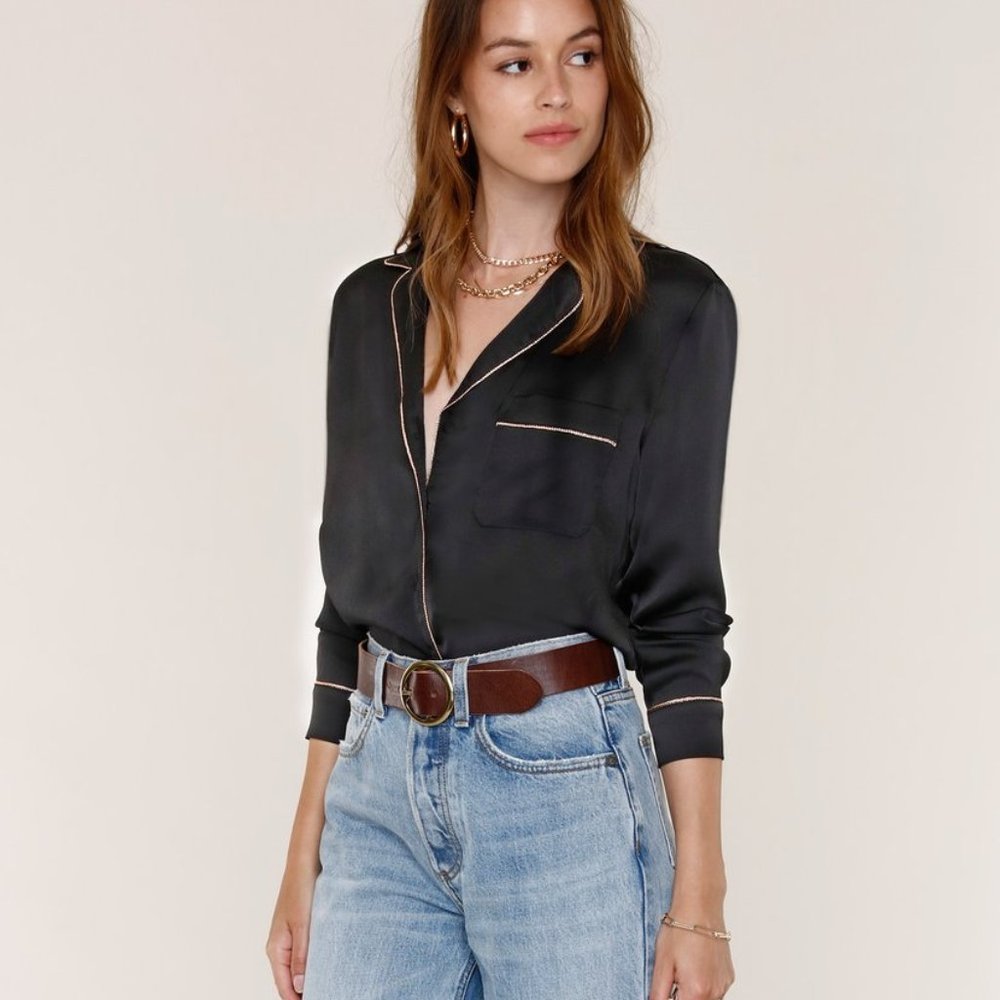 Black Heartloom Satin Blouse